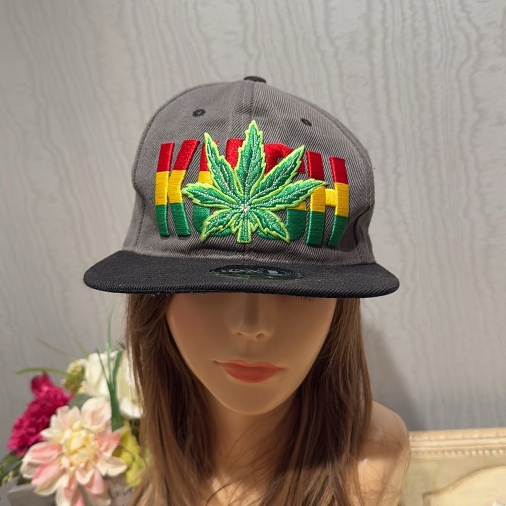 HowD Jamaican KUSH Marijuana Leaf Front Back Embroidery Snapback Cap Hat Unisex - Picture 8 of 15